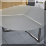 F39. Room & Board frosted round coffee table. 15.5”h x 42”w 